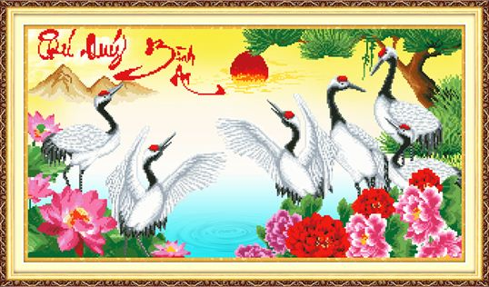 Tranh Thêu Chữ Thập 3D Phú Quý Bình An