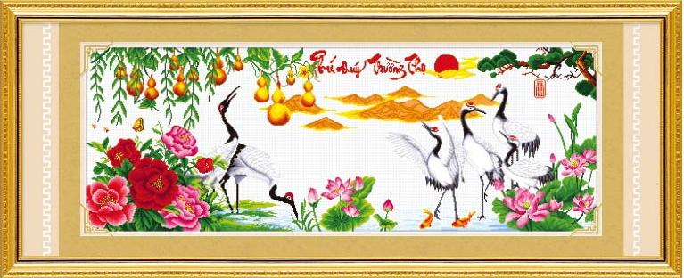Tranh Thêu Chữ Thập Phú Quý Trường Thọ