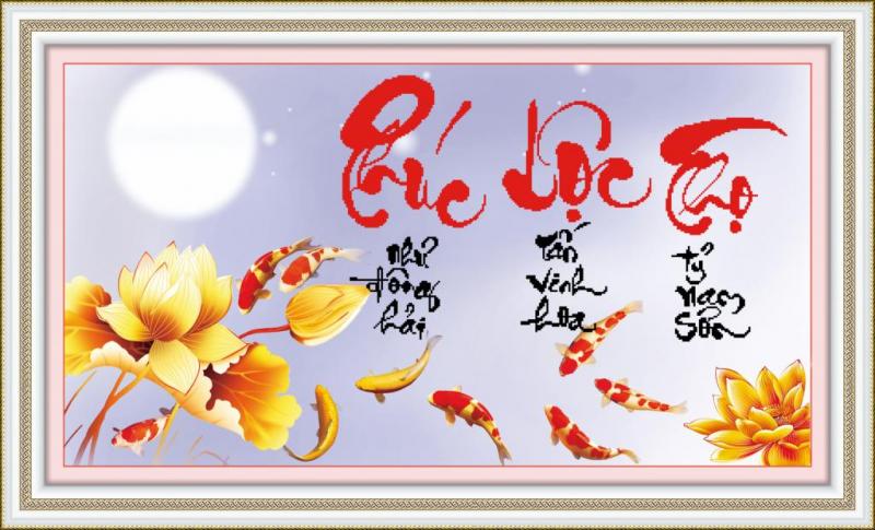 Tranh Thêu Chữ Thập Phúc Lộc Thọ