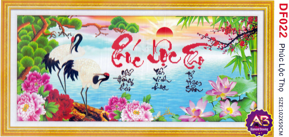 Tranh Đính Đá ABC 3D Phúc Như Đông Hải, Lộc Tấn Vinh Hoa ,Thọ Tỷ Nam Sơn