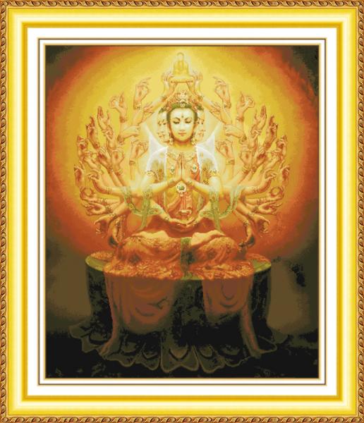 Tranh Thêu Chữ Thập Quan Thế Âm Thiên Thủ Thiên Nhãn