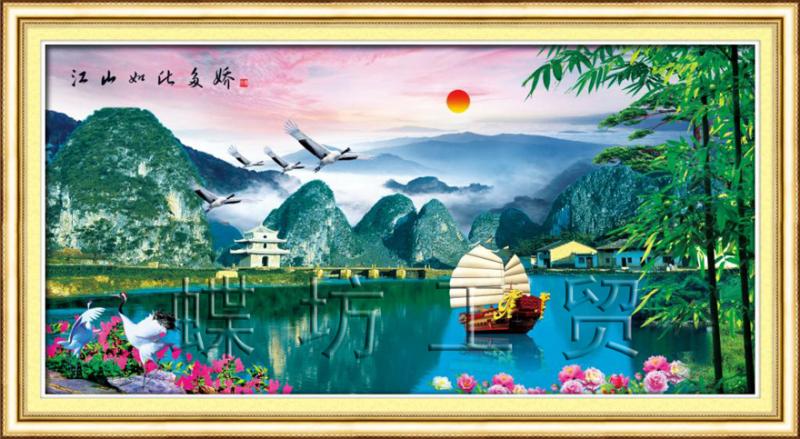 Tranh Thêu Chữ Thập Sông Nước Hữu Tình