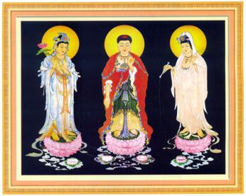 Tranh Thêu Chữ Thập 3D Tây Phương Tam Phật