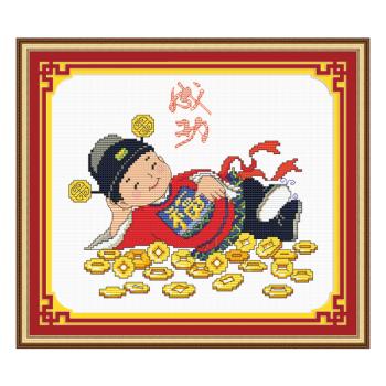 Tranh Thêu Chữ Thập Thần Tài - Thành Công