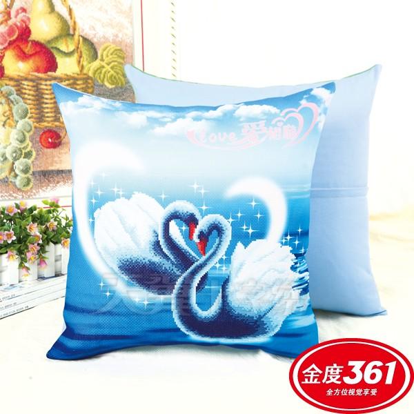 Ao Gối Thêu Chữ Thập 3D Thiên Nga