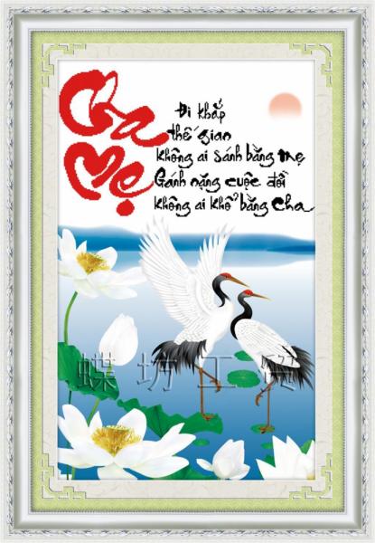 Tranh Thêu Chữ Thập 3D Thư Pháp Cha Mẹ