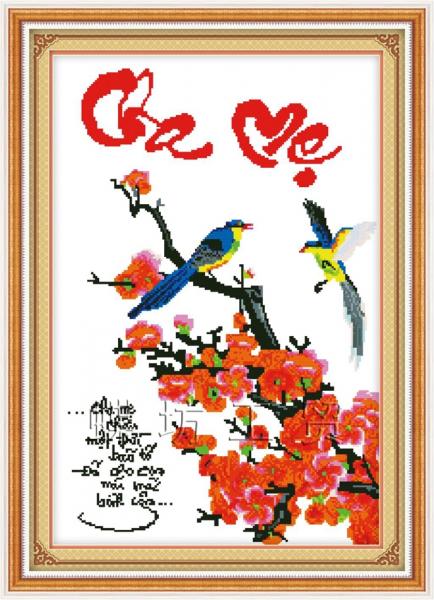 Tranh Thêu Chữ Thập Cha Mẹ Nhận Một Đời Bão Tố, Để Cho Con Mãi Mãi Bình Yên