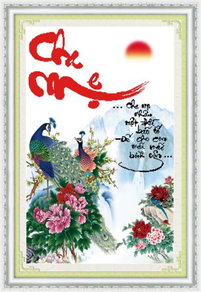 Tranh Thêu Chữ Thập Ân Cha Mẹ Là Đại Dương Vô Tận, Con Chỉ Là Con Sóng Nhỏ Lăn Tăn