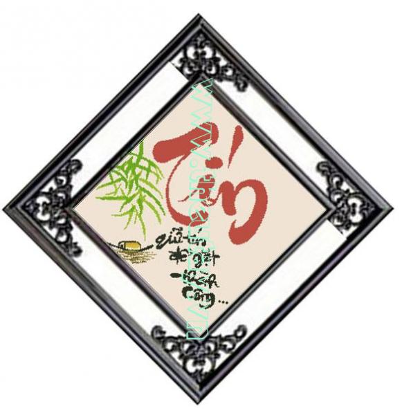 Tranh Thêu Chữ Thập Thư Pháp Chữ Tín