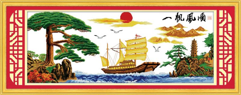 Tranh Thêu Chữ Thập Thuận Buồm Xuôi Gió