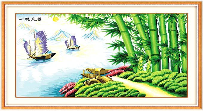 Tranh Thêu Chữ Thập Thuận Buồm Xuôi Gió