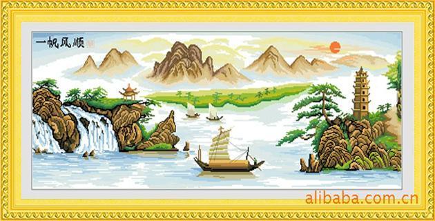 Tranh Thêu Chữ Thập Thuận Buồm Xuôi Gió