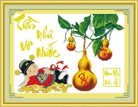 Tranh Thêu Chữ Thập Tiền Vô Như Nước