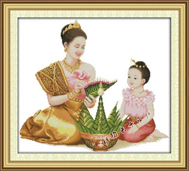 Tranh Thêu Chữ Thập Tình Mẫu Tử