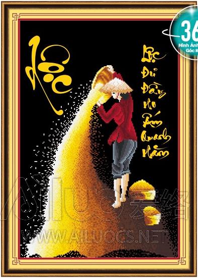 Tranh Đính Đá ABC 3D Lộc Đủ Đầy No Ấm Quanh Năm