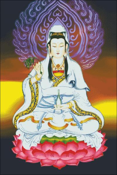Tranh Đá Phật Bà Ngồi Tòa Sen