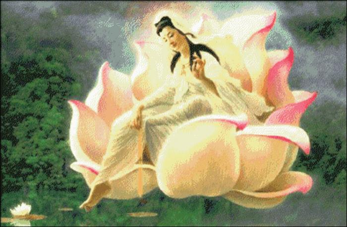 Tranh Đá Quan Âm Ngồi Tòa Sen