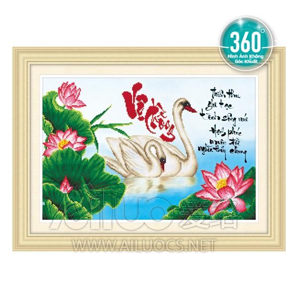 Tranh Đính Đá ABC 3D Thiên Thu Ghi Tạc Tình Sông Núi, Hạnh Phúc Muôn Đời Nghĩa Thủy Chung