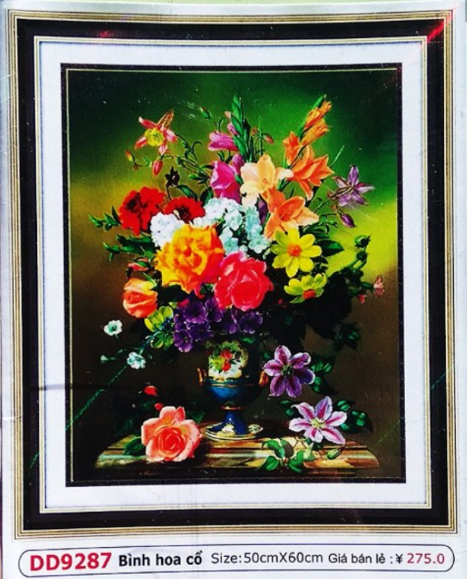 Tranh Đính Đá ABC 3D Bình Hoa Cổ