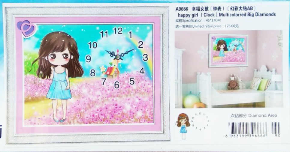 Tranh Đính Đá ABC 3D Đồng Hồ Happy Gil
