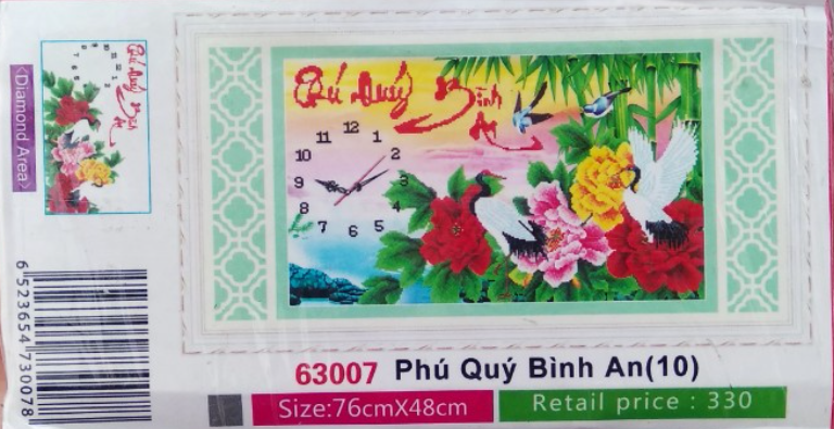 Tranh Đính Đá ABC 3D Đồng Hồ Phú Quý Bình an