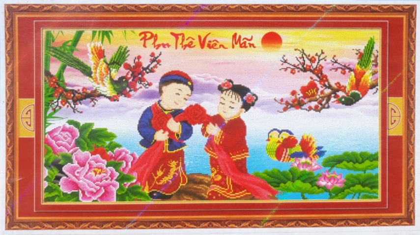 Tranh Đính Đá ABC 3D Phu Thê Viên Mãn