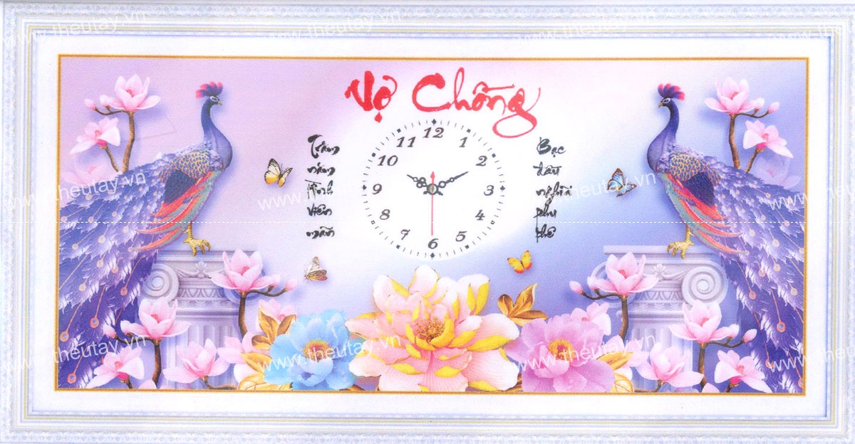 Tranh Đính Đá ABC 3D Đồng Hồ Vợ Chồng-Trăm Năm Tình Viên Mãn, Bạc Đầu Nghĩa Phu Thê