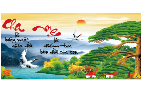 Tranh Đính Đá ABC 3D Cha Mẹ -Tùng Hạc Diên Niên