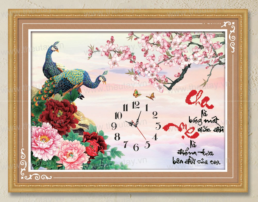 Tranh Đính Đá ABC 3D Đồng Hồ Cha Mẹ Tuyệt Đep