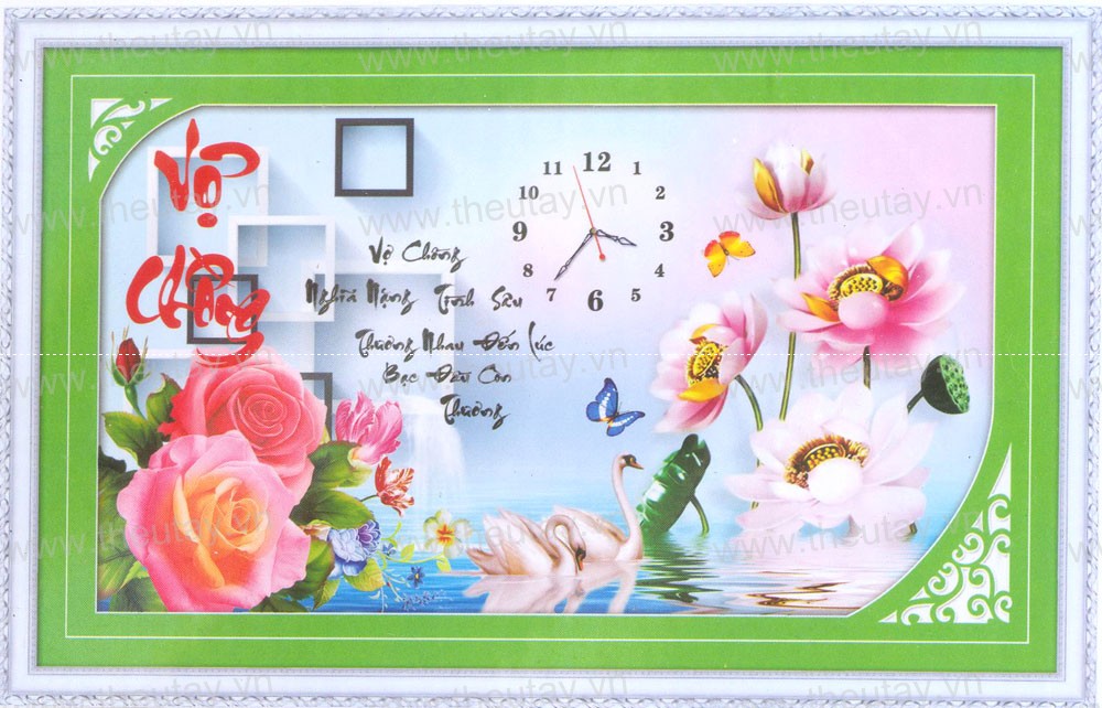 Tranh Đính Đá ABC 3D Đồng Hồ Vợ Chồng
