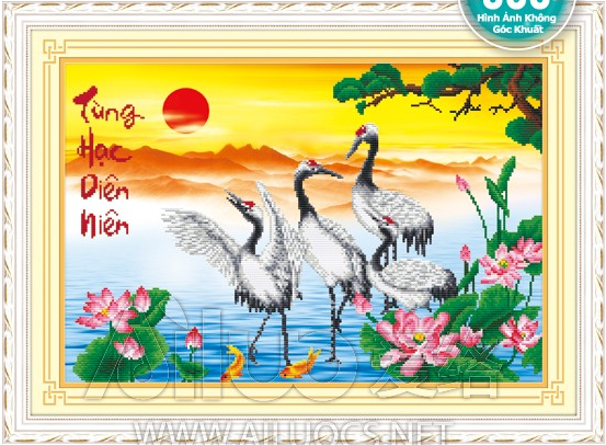 Tranh gắn đá hạt tròn Tùng Hạt Diên Niên