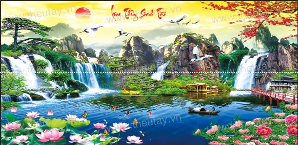 Tranh Đính Đá ABC 3D Lưu Thuỷ Sinh Tài