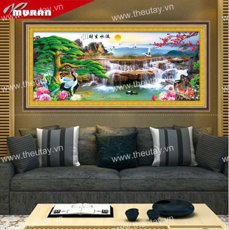 Tranh Đính Đá ABC 3D Nước Chảy Chiêu Tài