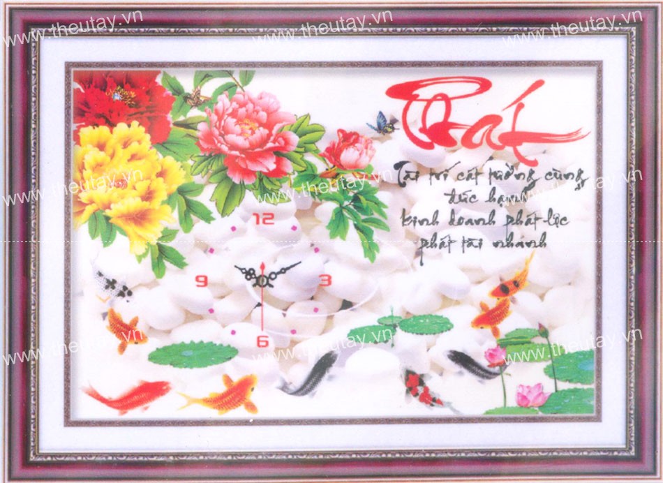 Tranh gắn đá kim cương chữ Phát-Tài Trí Cái Tường Cùng Đức Hạnh, Kinh Doanh Phát Lộc Phát Tài Nhanh YN5066