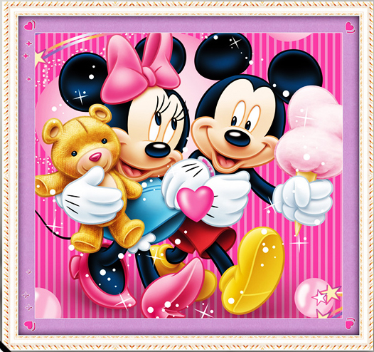 Tranh Đính Đá ABC 3D Đôi Bạn Mickey