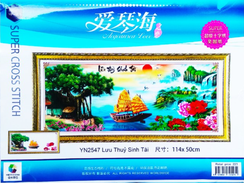 Tranh Thêu Chữ Thập 3D Lưu Thủy Sinh Tài