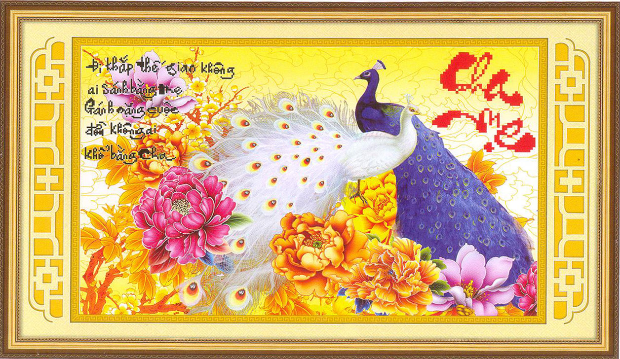 Tranh Thêu Chữ Thập 3D Cha Mẹ Đi Khắp Thế Gian Không Ai Sánh Bằng Mẹ