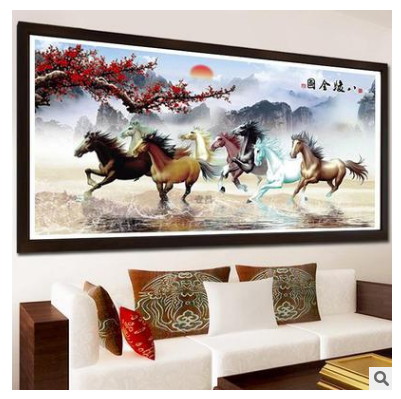 Tranh thêu chữ thập chưa thêu MÃ ĐÁO THÀNH CÔNG