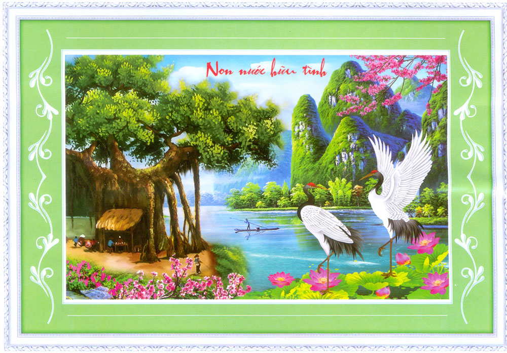 Tranh Thêu Chữ Thập 3D Non Nước Hữu Tình