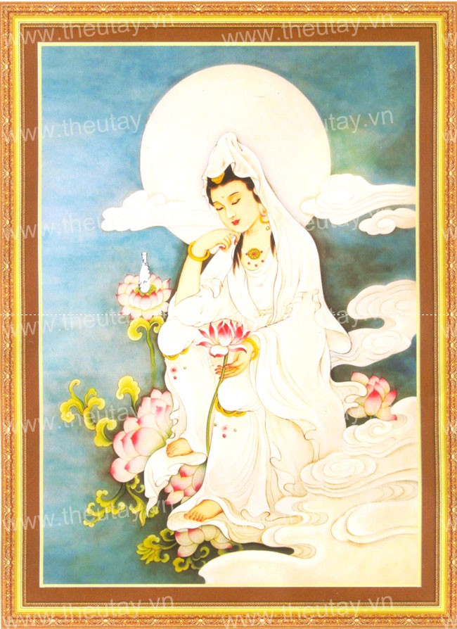Tranh Thêu Chữ Thập 3D Bạch Quan Âm