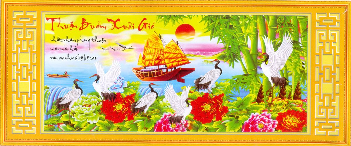Tranh Thêu Chữ Thập 3D Non Nước Hữu Tình