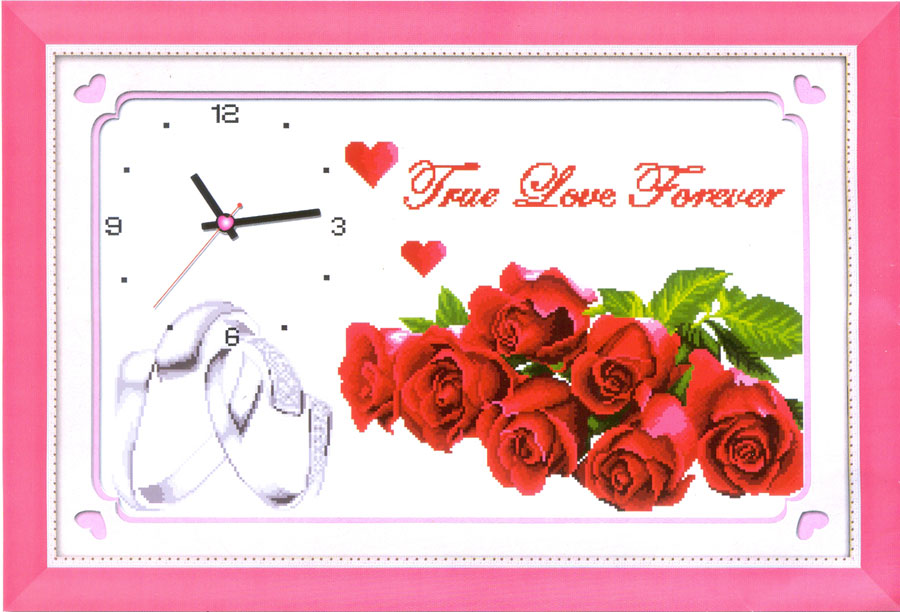 Tranh Thêu Chữ Thập Đồng Hồ True Love Forever