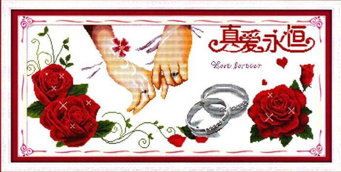 Tranh Thêu Chữ Thập Gắn Kết Tình Yêu Mãi Mãi