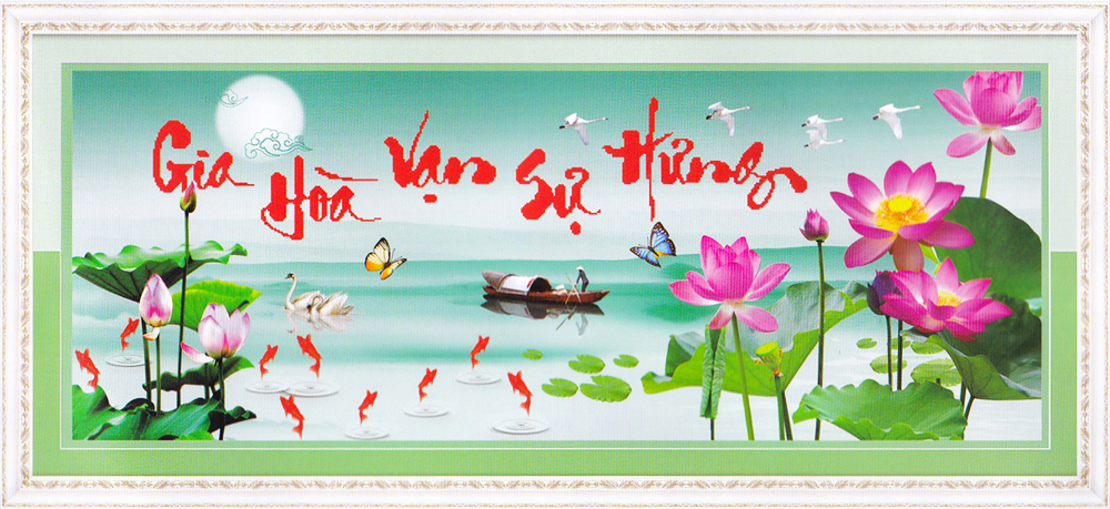 Tranh Thêu Chữ Thập 3D Gia Hòa Vạn Sự Hưng