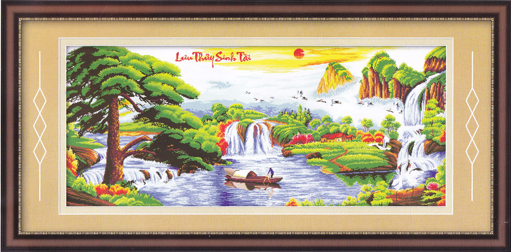 Tranh Thêu Chữ Thập Lưu Thủy Sinh Tài (In Sẵn 100%)