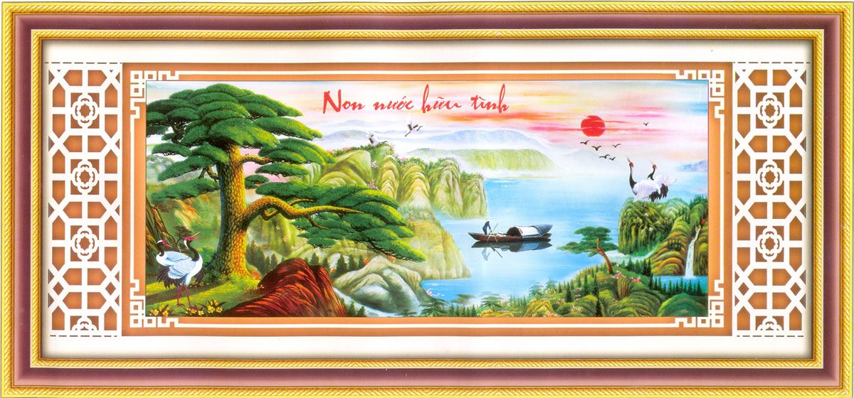 Tranh Thêu Chữ Thập 3D Non Nước Hữu Tình