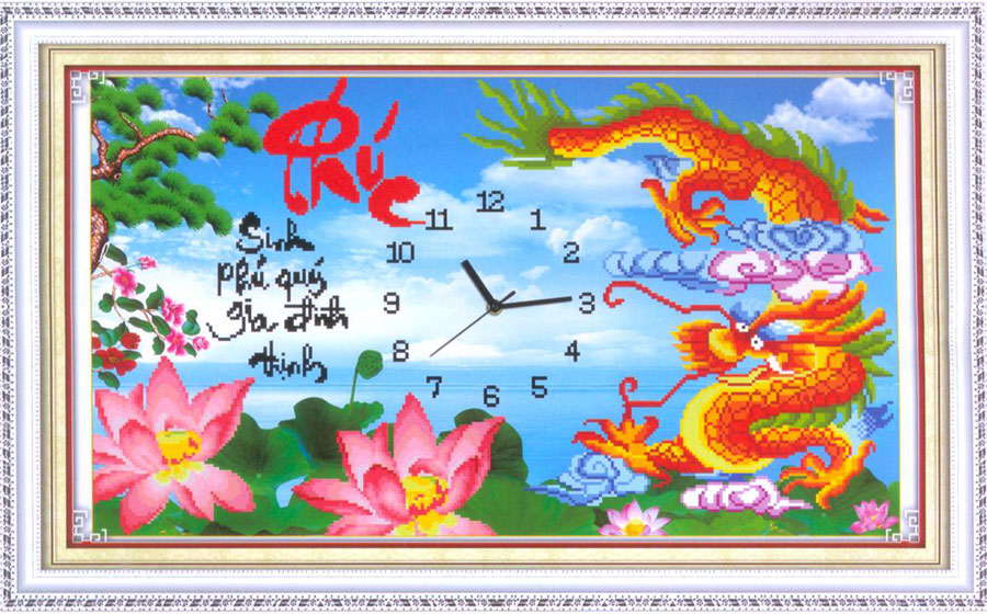 Tranh thêu chữ thập Phúc Sinh Lễ Nghĩa Gia Đình Thịnh