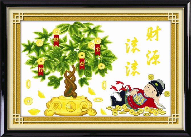 Tranh Thêu Chữ Thập Tiền Tài Như Ý