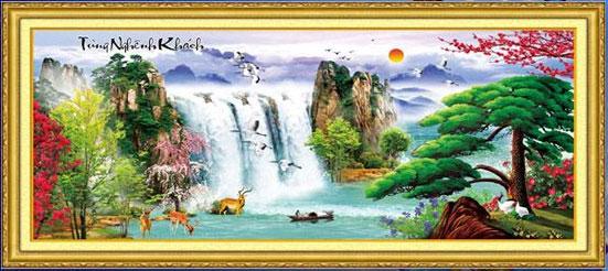 Tranh Thêu Chữ Thập Tùng Nghênh Khách