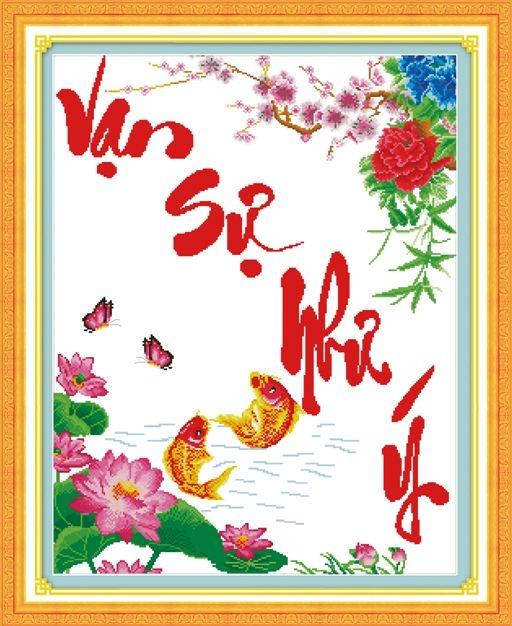 Tranh Thêu Chữ Thập Vạn Sự Như Ý